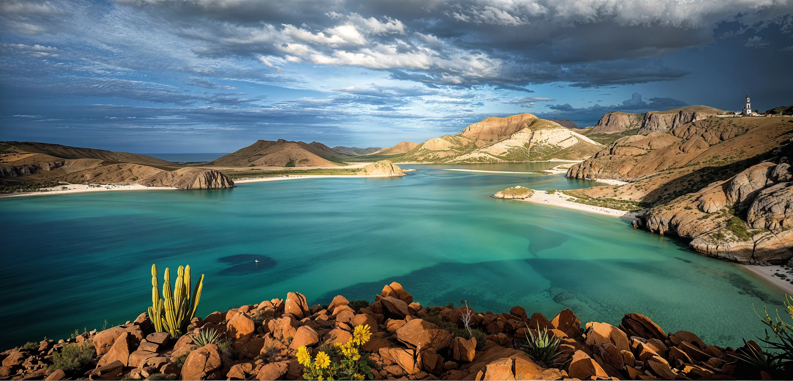 Vista panorámica de Bahía Balandra con aguas turquesa
